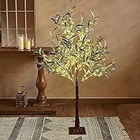 Hairui Lighted Olive Tree Plug-in 4FT 160 Warm White LED Artificial Greenery Tree with Lights for Wedding Christmas Holiday Home Decoration