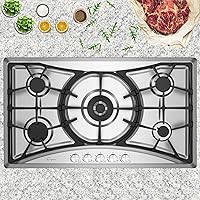 Empava 36 in. Gas Stove Cooktop with 5 Sealed Burners-Heavy Duty Continuous Grates-NG/LPG Convertible, 36 Inch, Stainless Steel