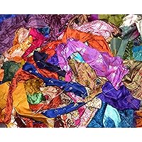 100g Silk Fabric Scraps, Recycled, Upcycled, Waste Remnants, Mystery Bag Lot, Mixed Fabric, Silk for Nuno