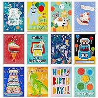 Hallmark Assorted Cards for Kids (12 Cards with Envelopes, Refill Pack Card Organizer Box) Birthday, Encouragement, Dinosaur