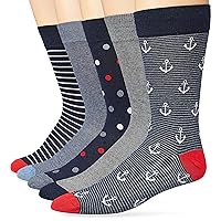 Amazon Essentials Men's Patterned Socks (Previously Goodthreads), 5 Pairs