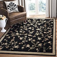 SAFAVIEH Lyndhurst Collection Area Rug - 8' x 11', Black, Traditional Floral Design, Non-Shedding & Easy Care, Ideal for High Traffic Areas in Living Room, Bedroom (LNH220A)