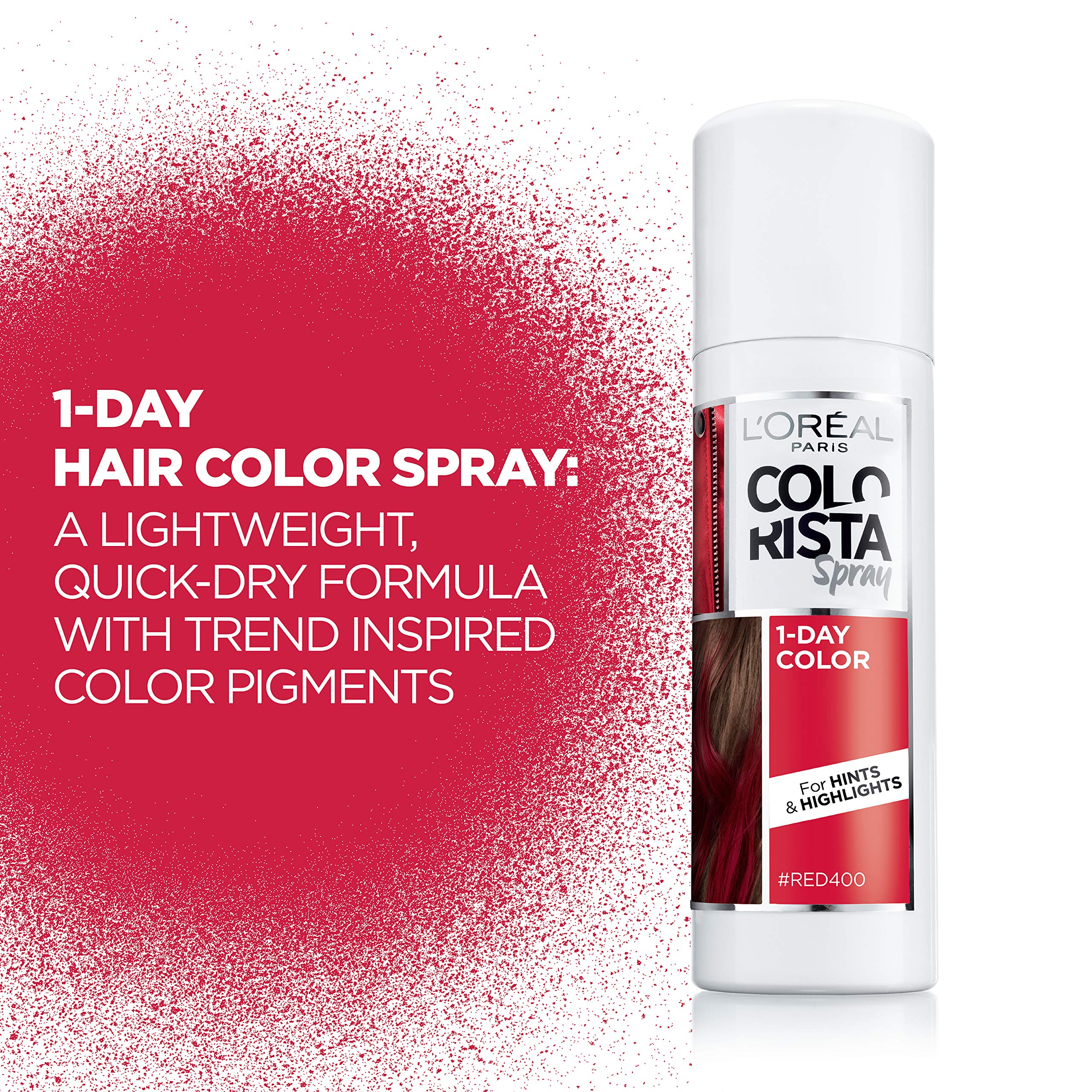 L’Oréal Paris Colorista 1-Day Washable Temporary Hair Color Spray, Red, 2 Ounces