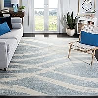 SAFAVIEH Adirondack Collection Area Rug - 9' x 12', Cream & Slate, Modern Wave Distressed Design, Non-Shedding & Easy Care, Ideal for High Traffic Areas in Living Room, Bedroom (ADR125T)