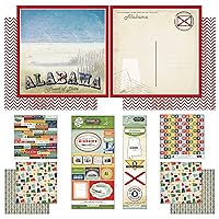 Scrapbook Customs Themed Paper and Stickers Scrapbook Kit, Alabama Vintage 12 inch by 12 inch