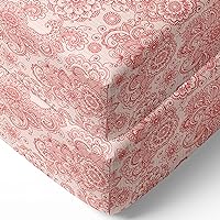 Bacati - 2 Pack Paisley Floral 100 Percent Cotton Percale Universal Baby US Standard Crib/Toddler Bed Fitted Sheets (Coral Scroll)
