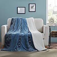 Tache Sherpa Throw Blanket for Couch Gray Elegant Embossed Super Soft Warm, 50 x 60 Inch