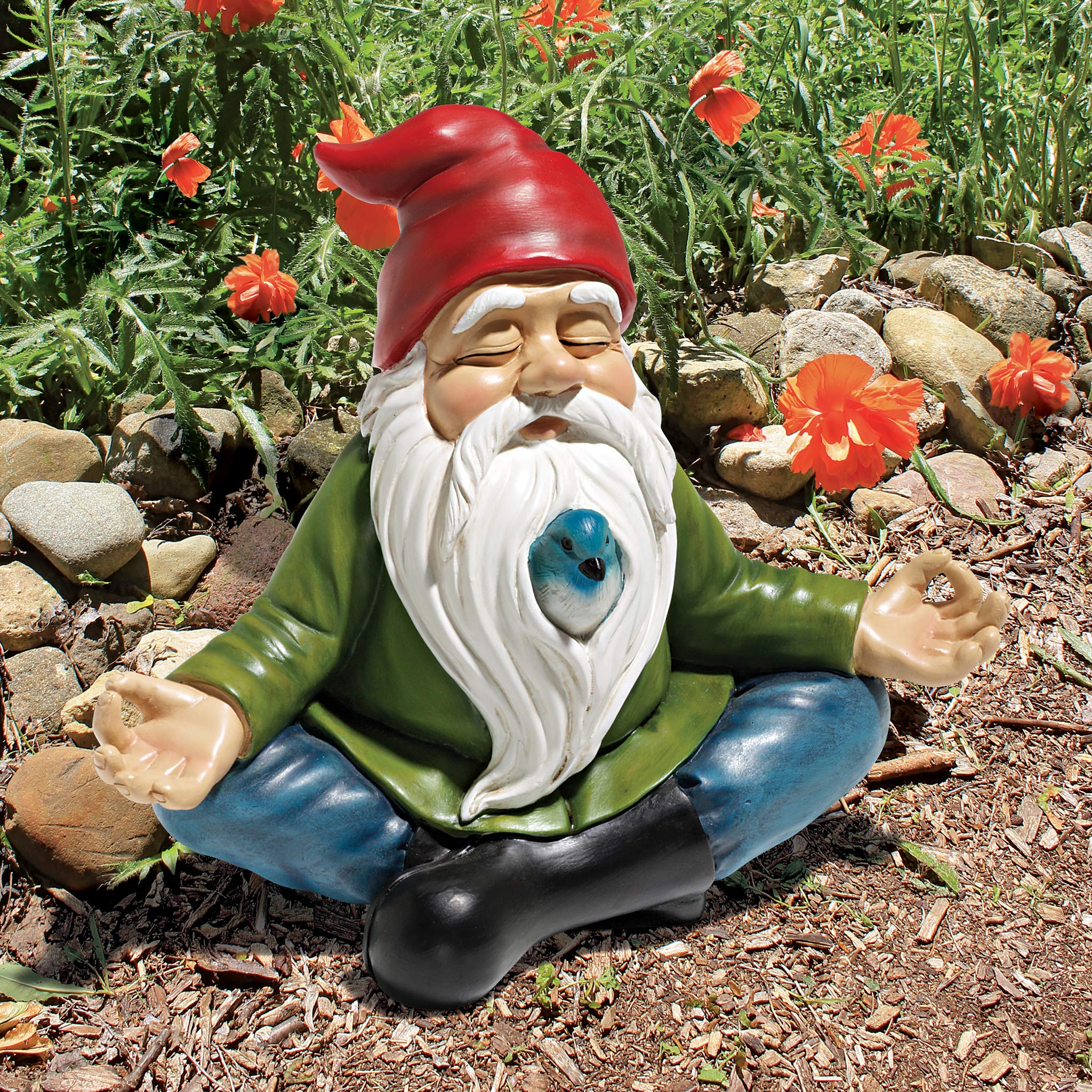 Design Toscano QM13097 Zen Garden Gnome Indoor/Outdoor Statue Lawn Ornament, 9 Inches Wide, 5 Inches Deep, 8 Inches High, Full Color Finish