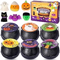 JOYIN Halloween Witch Cauldron Themed Bath Bomb with Mochi Squishy Toy, 6 Packs Bubble Kids Bath Bombs with Surprise Toy Inside，Halloween Party Favors