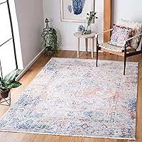 Valencia Collection Area Rug - 8' x 11', Blue & Gold, Boho Chic Distressed Design, Non-Shedding & Easy Care, Ideal for High Traffic Areas in Living Room, Bedroom (VAL483M)