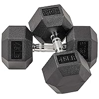 Rubber Coated Hex Dumbbell Weight Set and Storage Rack, Multiple Packages