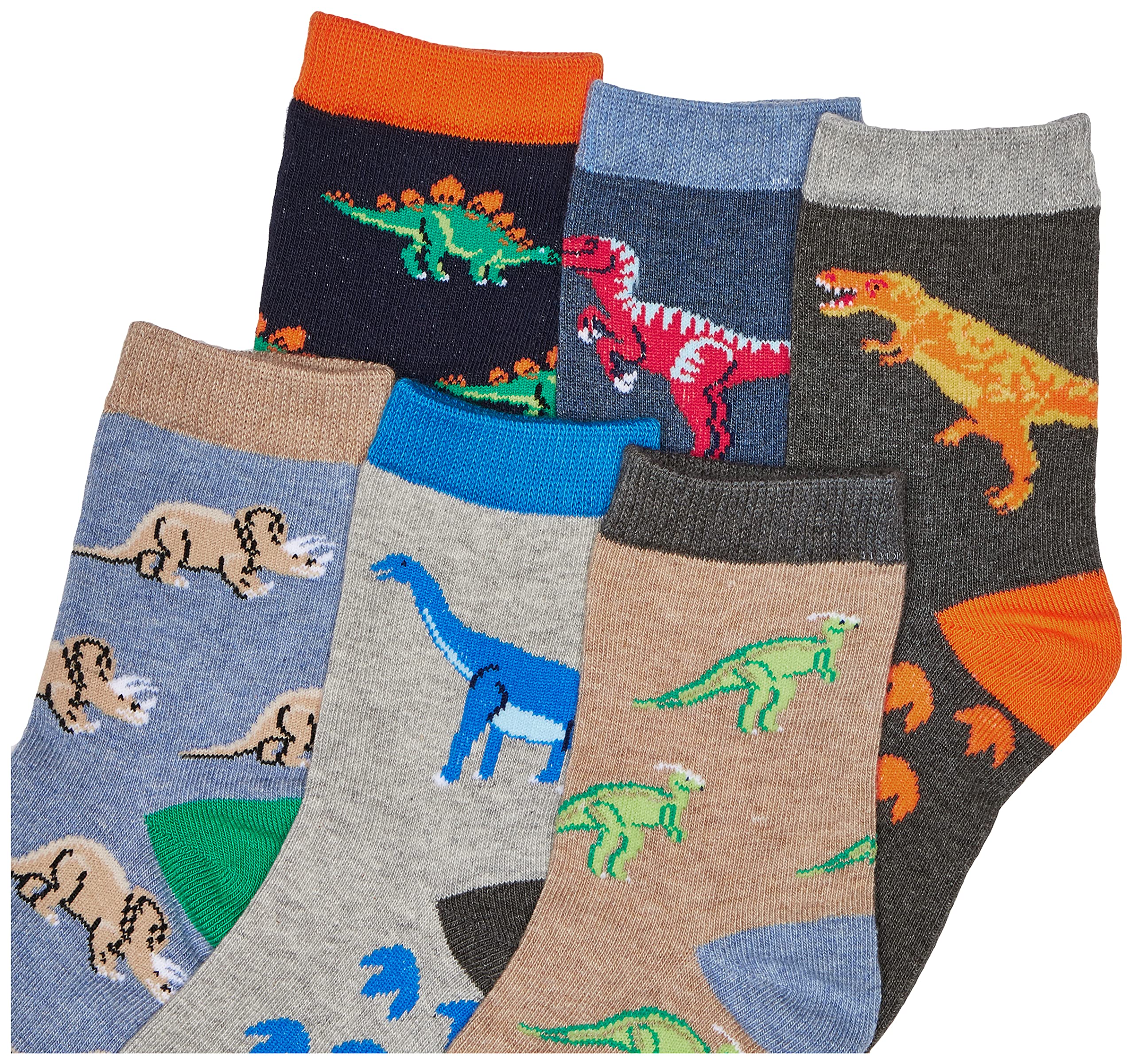 Jefferies Socks Boys' Dinosaur Pattern Cotton Crew Socks 6 Pack