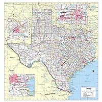 Cool Owl Maps Texas State Wall Map Poster Rolled (Laminated 24