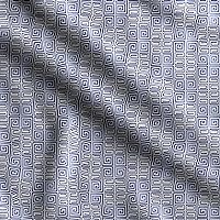 Soimoi Abstract Printed, Japan Crepe Satin Fabric, by The Yard 54 Inch Wide, Decorative Sewing Fabric for Dresses Kimonos Gowns, White & Blue
