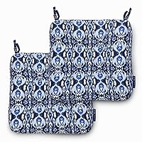 Classic Accessories for Vera Bradley Water-Resistant Outdoor Chair Cushions, 19 x 19 x 5 Inch, 2 Pack, Ikat Island, Outdoor Chair Cushions, Outdoor Chair Cushions, Patio Cushions