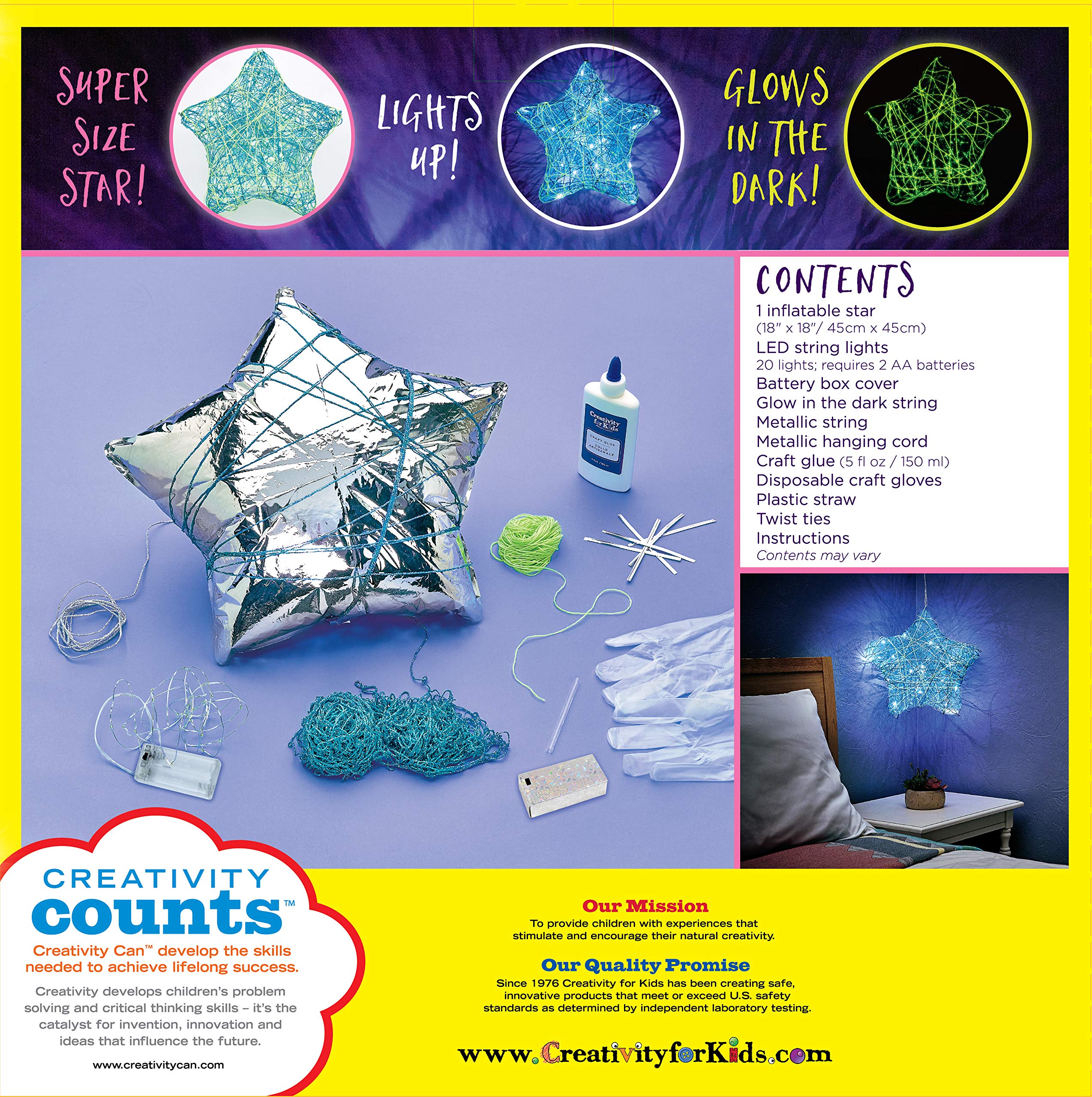 Creativity for Kids String Art Star Light Craft Kit - Create a DIY String Art Star Lantern - Projects for Kids