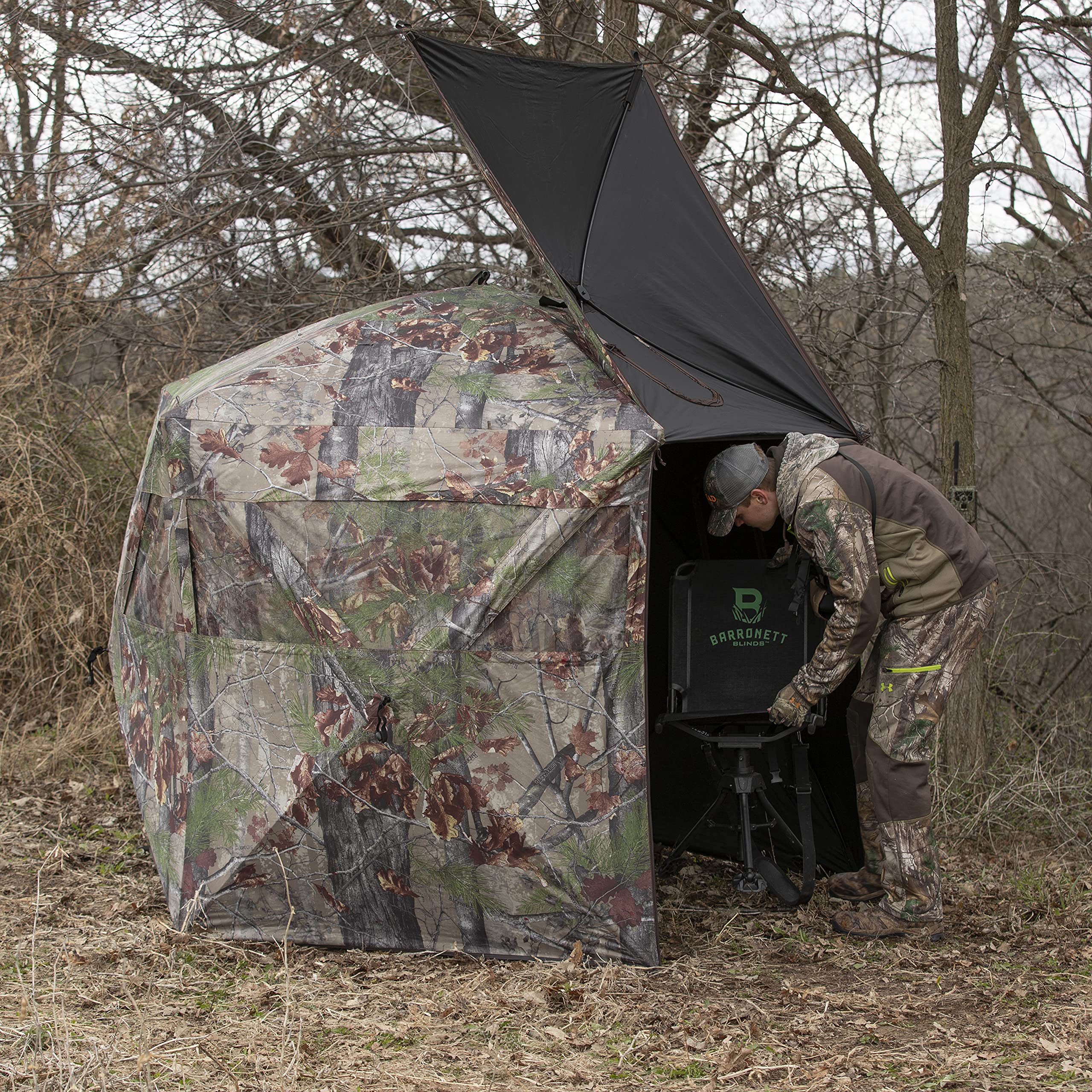 Barronett Blinds® Feather Five, Portable Hunting Blind, Huge Interior, Lightweight, 4-Person, Bloodtrail® Backwoods, 72” x 84” x 84”, FF500BW