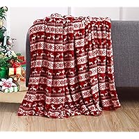 Valerian Luxury Velvet Touch Ultra Plush Christmas Blanket |Soft, Warm, Cozy|Holiday Printed Fleece Throw/Blanket-50 x 60inch, 50 x 60, Double Deer