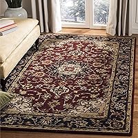 SAFAVIEH Classic Collection Area Rug - 8' x 10', Burgundy & Navy, Handmade Traditional Oriental Wool, Ideal for High Traffic Areas in Living Room, Bedroom (CL362A)