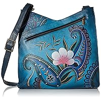 Anna by Anuschka Hand Painted Leather Women's V Top Large Crossbody
