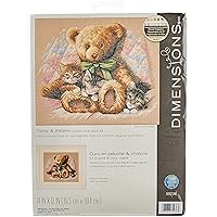 Dimensions 'Teddy & Kittens' Counted Cross Stitch Kit, 14 Count Beige Aida, 14