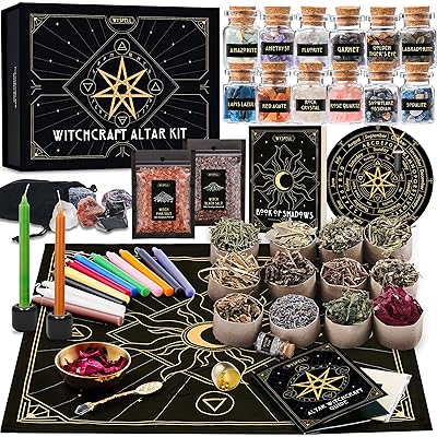 Large Witchcraft Kit 65 PCS - Witch Altar Starter Spell Set - Wiccan  Supplies and Tools for Beginners, Unscented