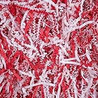 MagicWater Supply - 4 oz - Red & White - Crinkle Cut Paper Shred Filler great for Gift Wrapping, Basket Filling, Birthdays, Weddings, Anniversaries, Valentines Day, and other occasions