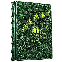 3D Dragon Eye Embossed Journal,Resin Engraving Notebook,Dnd notebook for Dragon Lovers ，Blank Paper,Hardcover Travel Notepad for Writing,Sketchbook,Collection,Gift,Decoration A4 and A5 Size (A5-Green)