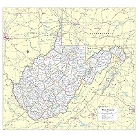 Cool Owl Maps West Virginia State Wall Map Large Print Poster - Paper