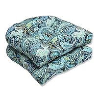 Pillow Perfect Paisley Indoor/Outdoor Chair Seat Cushion, Tufted, Weather, and Fade Resistant, 19