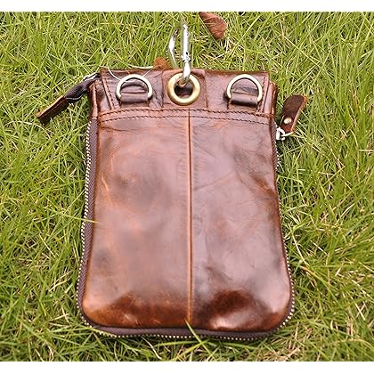 Le'aokuu Mens Genuine Leather Coffee Fanny Small Messenger Shoulder Satchel Waist Bag Pack (Coffee)