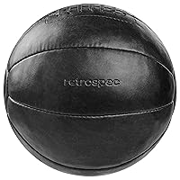 Retrospec Core Weighted Medicine Ball 4, 6, 8, 10, 12, 14, 16, 20, 25, 30 lbs, 100% Leather with Sturdy Grip for Strength Training, Recovery, Balance Exercises and Other Full-Body Workouts
