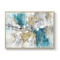 TAR TAR STUDIO Abstract Canvas Framed Wall Art: Marble Abstract Heavy Texture Pictures Minimalist Painting with Gold Foil for Bedroom (40”W x 30''H, Multiple Sizes)