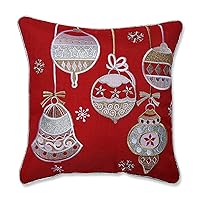 Pillow Perfect Sparkling Christmas Ornaments Decorative Throw Pillow, 1 Count (Pack of 1), Red