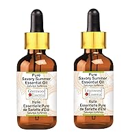 Pure Savory Summer Essential Oil (Satureja hortensis) with Glass Dropper Steam Distilled (Pack of Two) 100ml X 2 (6.76 oz)