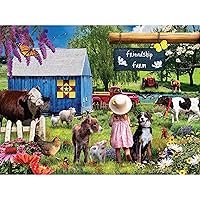 KI Puzzles 750 Puzzle for Adults Karen Burke Summer Farm 27x20 Country Farm Jigsaw Multicolor