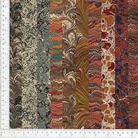 Hand Marbled Paper Pack of 10 Different Sheets 13.5x48cm 5.3x19in for Bookbinding and Restoration Papercraft Precut Lot Set f349