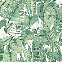 Tempaper Jungle Green Tropical Removable Peel and Stick Wallpaper, 20.5 in X 16.5 ft, Made in the USA