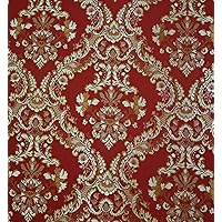 Damask Upholstery and Drapery, Jacquard Fabric Sold by The Yard (Burgandy)