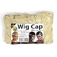Beauty Town Wig Cap 100 Pieces Bulk Bag - Beige, Secures your hair, long lasting, stays in place, light, lightweight, breathable, wig comfortable,