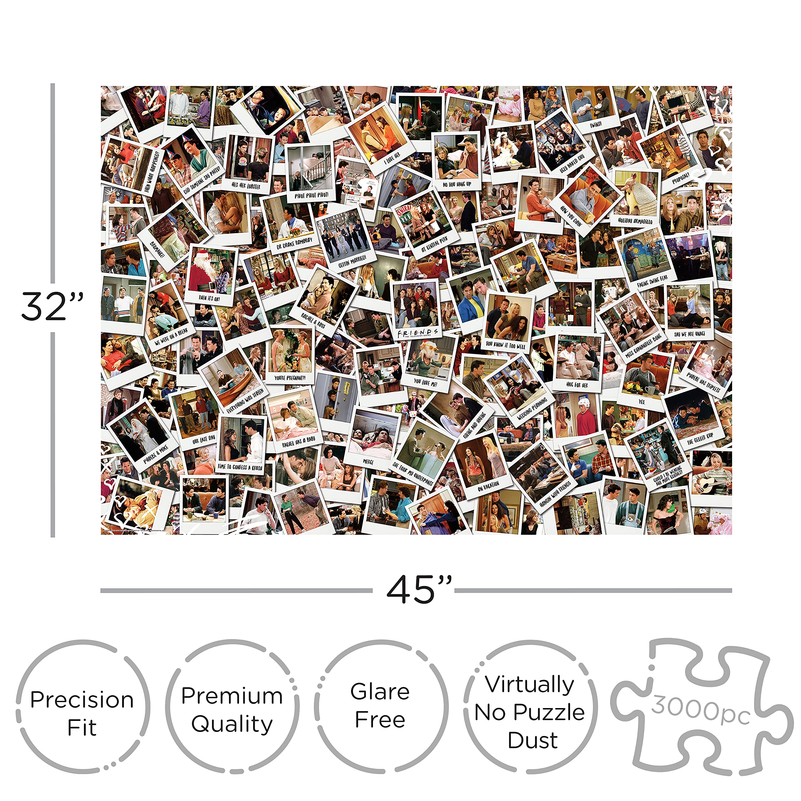 Aquarius Friends Puzzle (3000 Piece Jigsaw Puzzle) - Officially Licensed Friends TV Show Merchandise & Collectibles - Glare Free - Precision Fit - 32 x 45 Inches