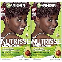Garnier Hair Color Nutrisse Nourishing Creme, 362 Darkest Berry Burgundy (Raspberry Jam) Red Permanent Hair Dye, 2 Count (Packaging May Vary)