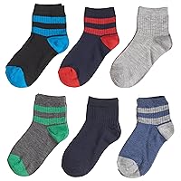 Trimfit Little Boys Half Crew Striped Socks (Pack of 6)