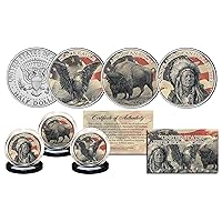 Native American Symbol JFK Half Dollar 3-Coin Set Black Eagle Indian Chief Bison