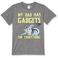 DC Comics Batman Gadgets of Bat Dad Boys Short Sleeve Tee Shirt, Charcoal Heather, Large