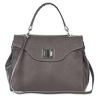 Roberta Gandolfi Italian Made Dove Gray Embossed Leather Carryall Tote Handbag
