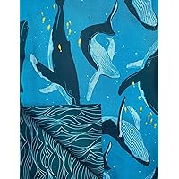 SHIKIWRAP Reusable Furoshiki Cloth Gift Wrap, 18” Square Sheet for Medium Sized Gifts, Sustainable Living and Special Occasions (Whales/Waves)