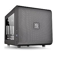 Thermaltake Core V21 SPCC Micro ATX, Mini ITX Cube Gaming Computer Case Chassis, Small Form Factor Builds, 200mm Front Fan Pre-installed, CA-1D5-00S1WN-00 Black