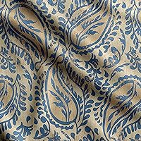 Soimoi Asian Paisley Print, Cotton Cambric, Quilting Fabric Sold by The Yard 42 Inch Wide, Medium Weight Cotton Fabric, Sewing Supplies,Beige