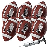 Franklin Sports Kids Junior Football - Grip-Rite 100 Youth Junior Size Rubber Footballs - Peewee Kids Durable Outdoor Rubber Footballs - Single + 6 Bulk Packs with Inflation Pump